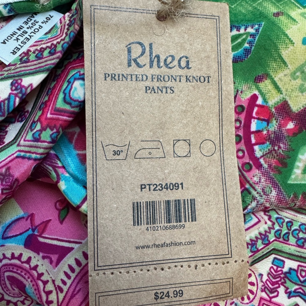 NWT Rhea Printed Front Know Multicolor Patterned Pants - Picture 3 of 3